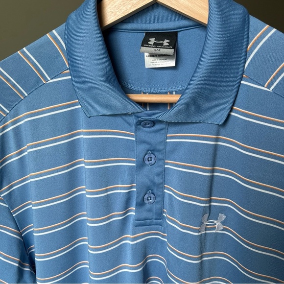 Under Armour Men’s Blue/white/orange Striped Polo Size S - Picture 5 of 13